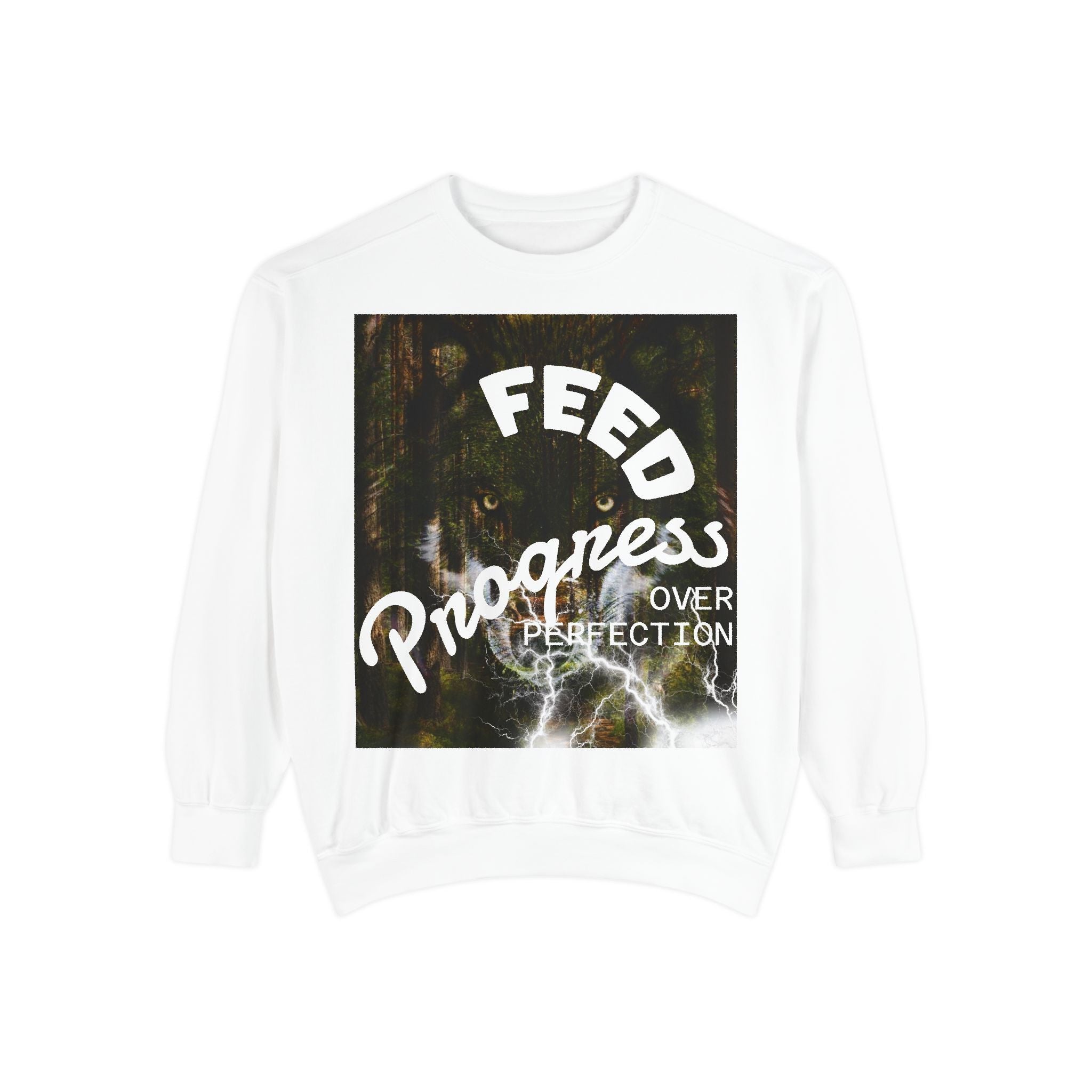"Feed Progress Over Perfection" Wolf Spirit T-Shirt - Embrace Your Wild Growth