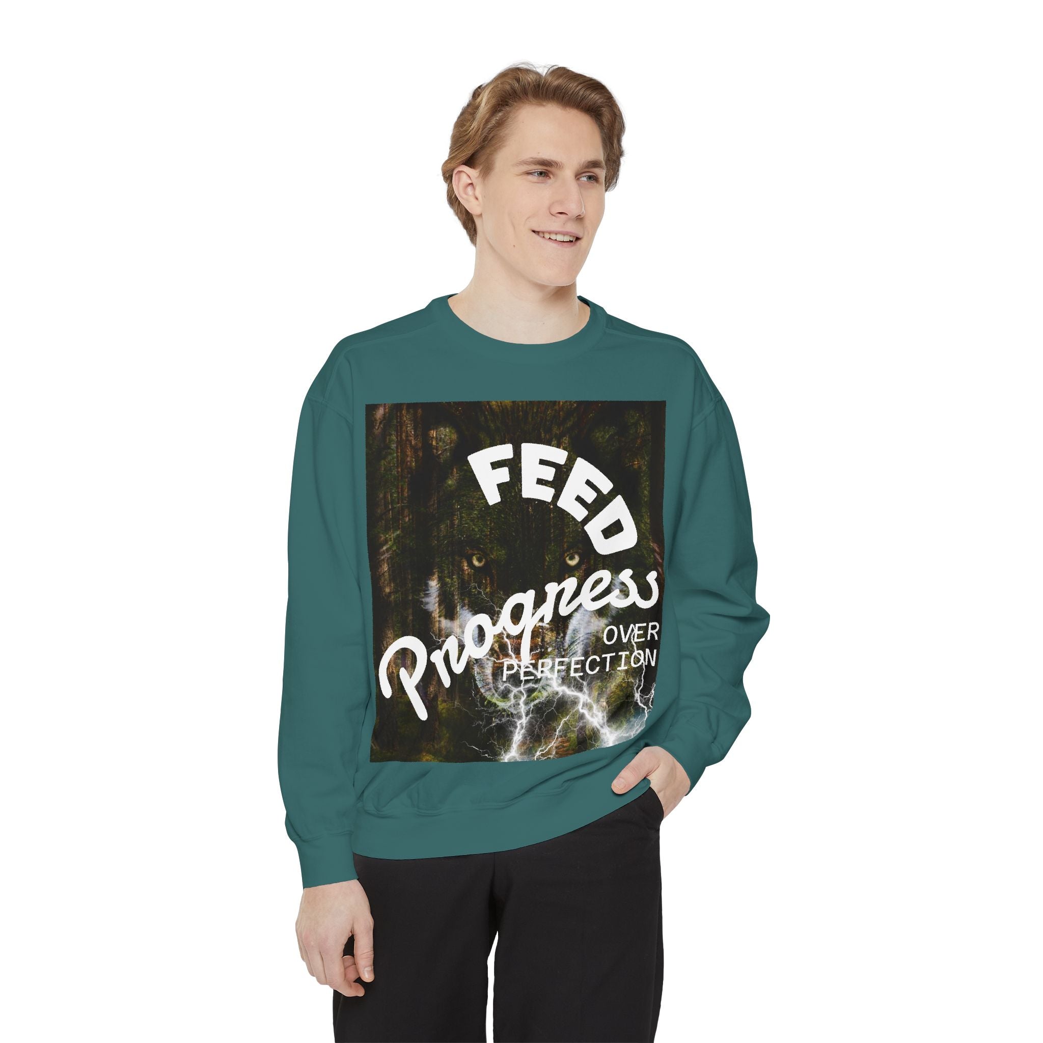 "Feed Progress Over Perfection" Wolf Spirit T-Shirt - Embrace Your Wild Growth