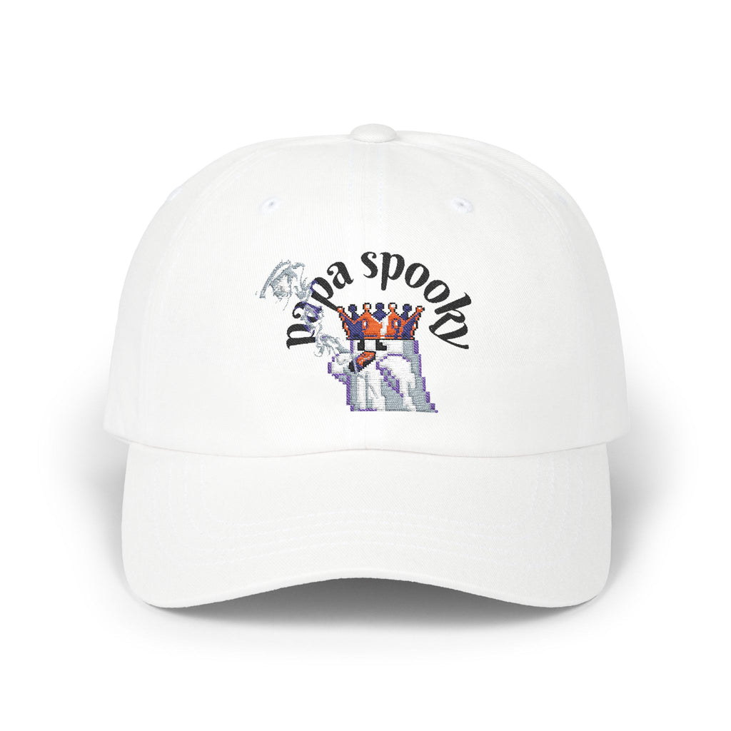White cap with 'naga spooky' text and graphic on a white background