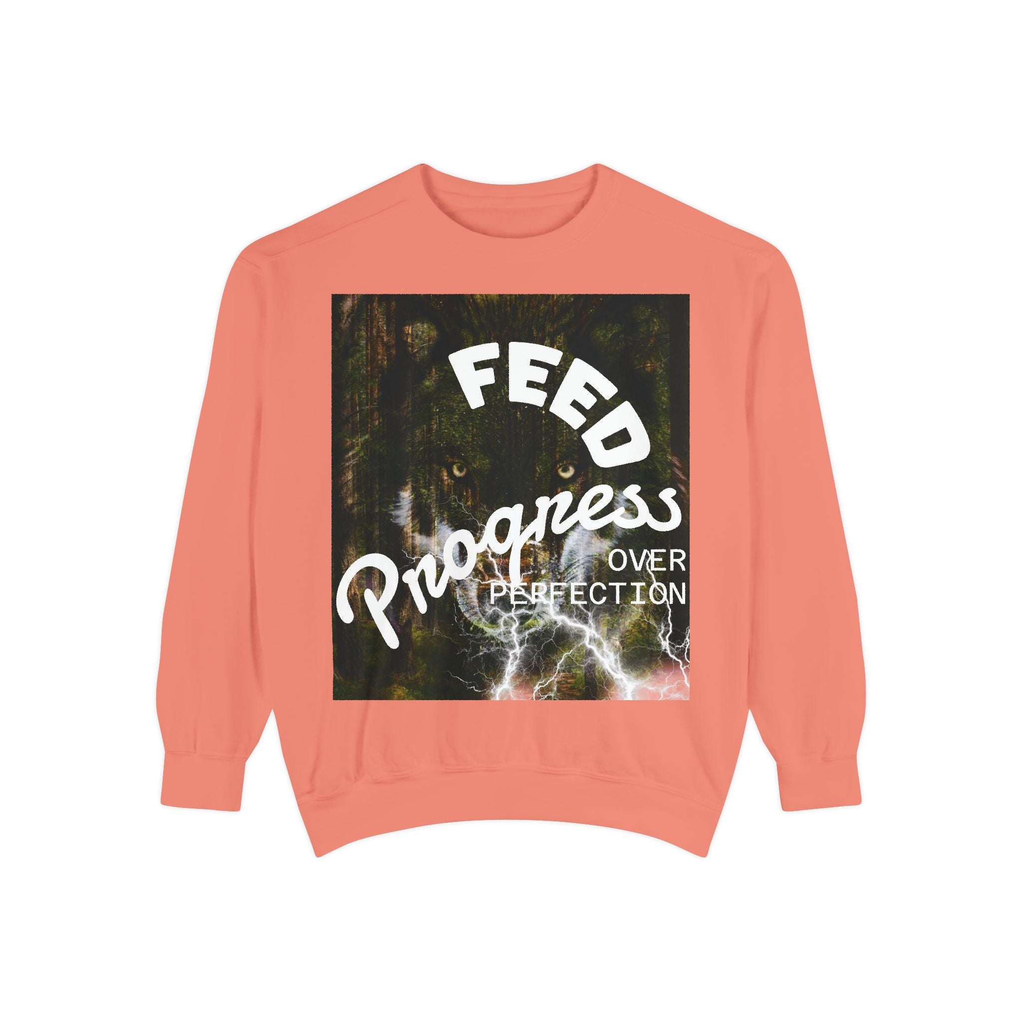 "Feed Progress Over Perfection" Wolf Spirit T-Shirt - Embrace Your Wild Growth