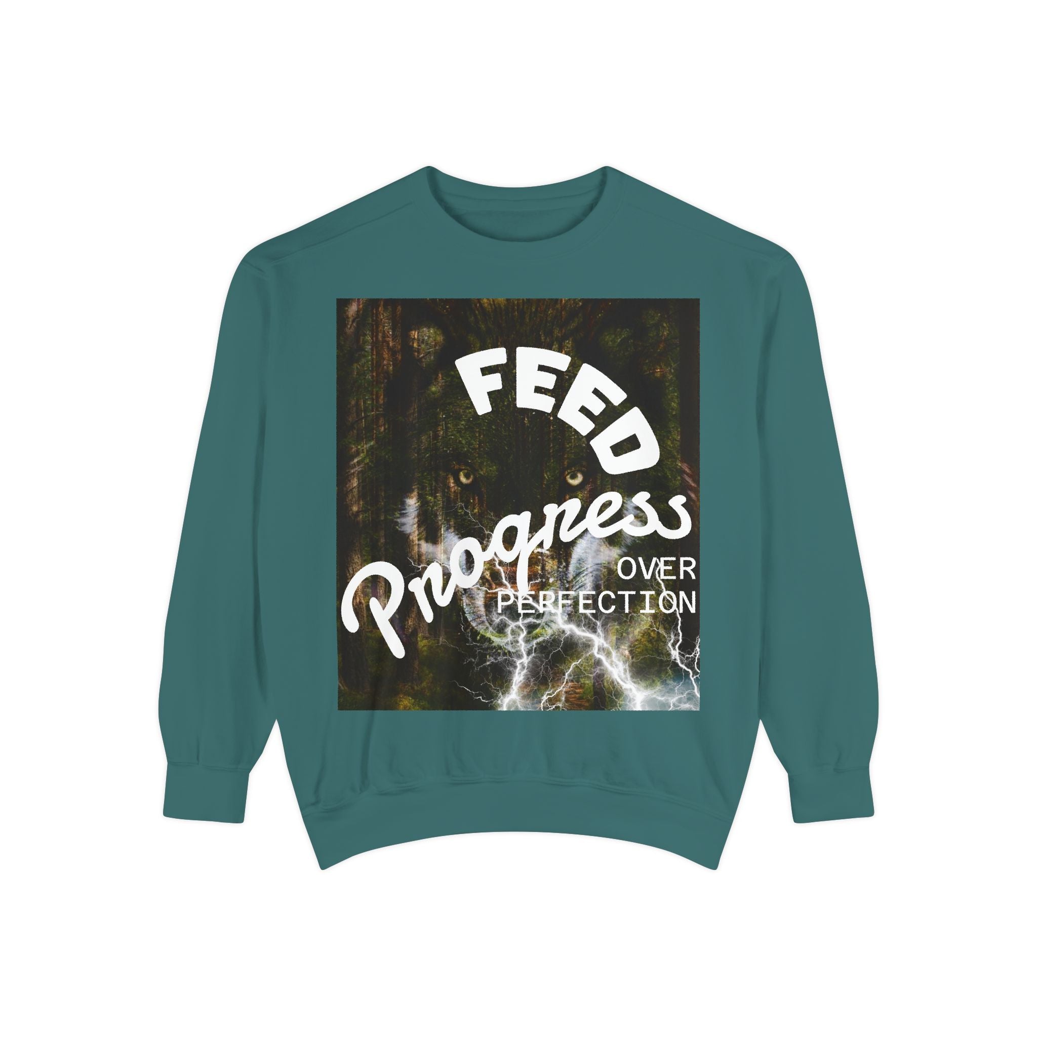 "Feed Progress Over Perfection" Wolf Spirit T-Shirt - Embrace Your Wild Growth
