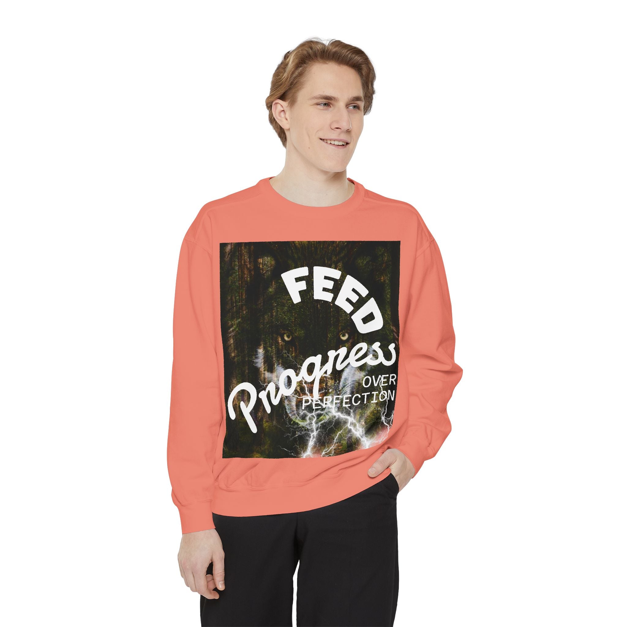 "Feed Progress Over Perfection" Wolf Spirit T-Shirt - Embrace Your Wild Growth