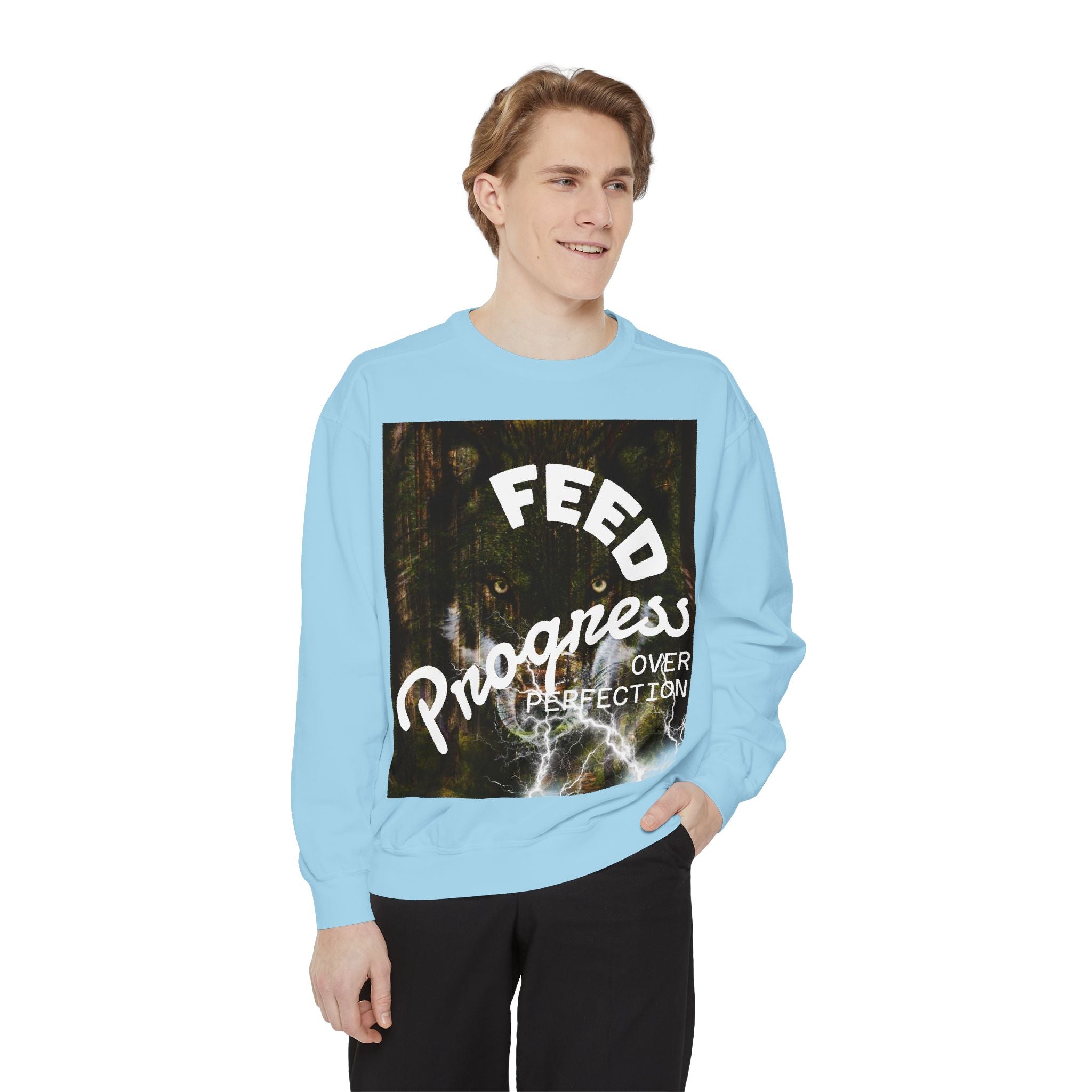 "Feed Progress Over Perfection" Wolf Spirit T-Shirt - Embrace Your Wild Growth