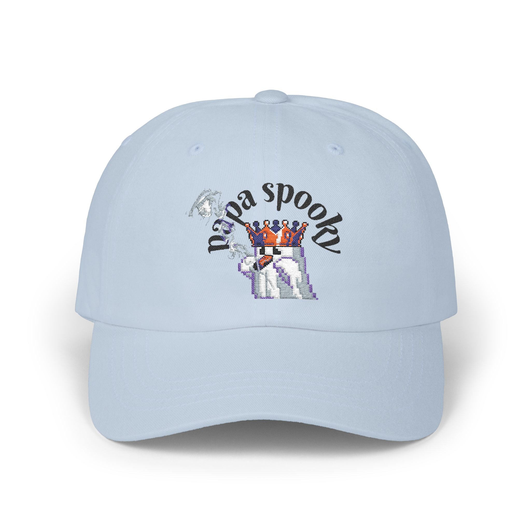 Light blue cap with 'naga spooky' text and graphic on a white background