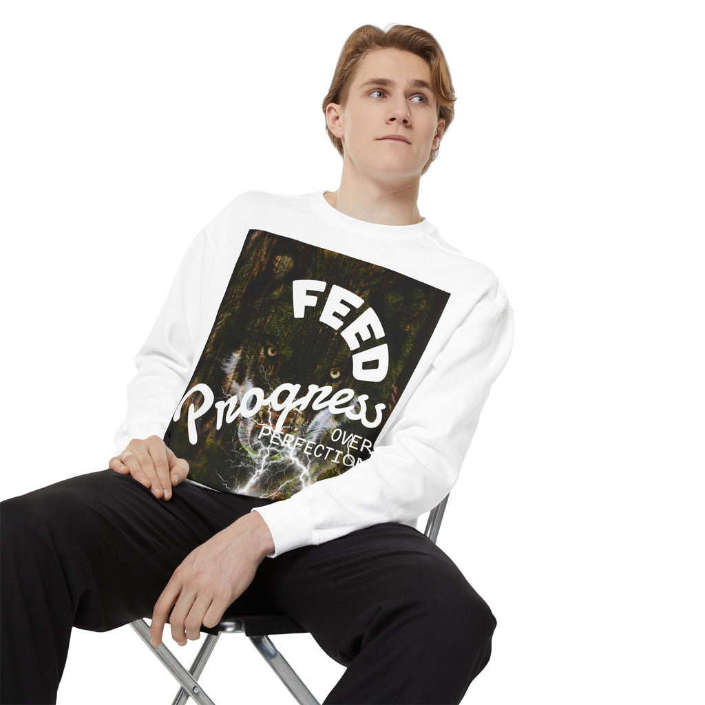 "Feed Progress Over Perfection" Wolf Spirit T-Shirt - Embrace Your Wild Growth