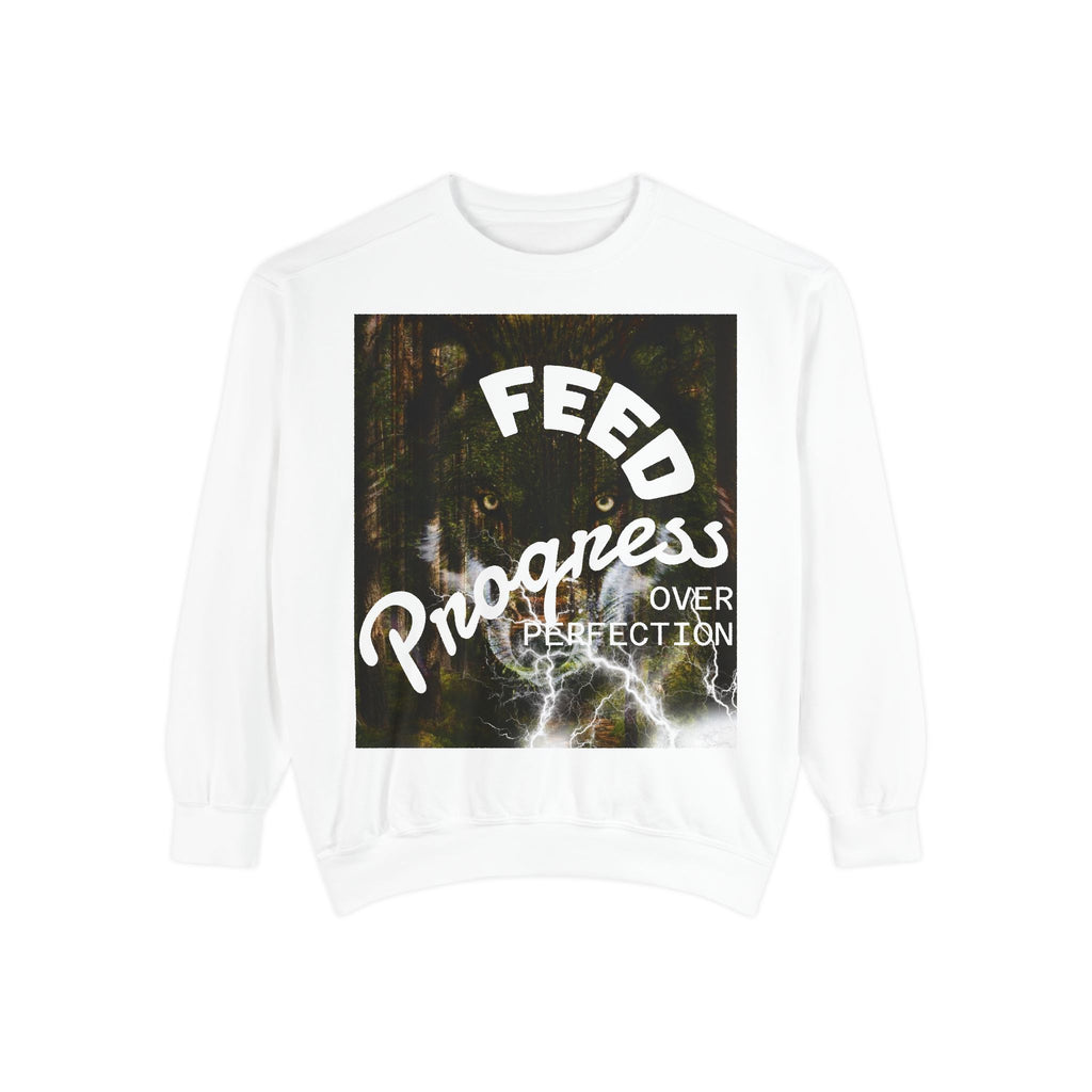 "Feed Progress Over Perfection" Wolf Spirit T-Shirt - Embrace Your Wild Growth
