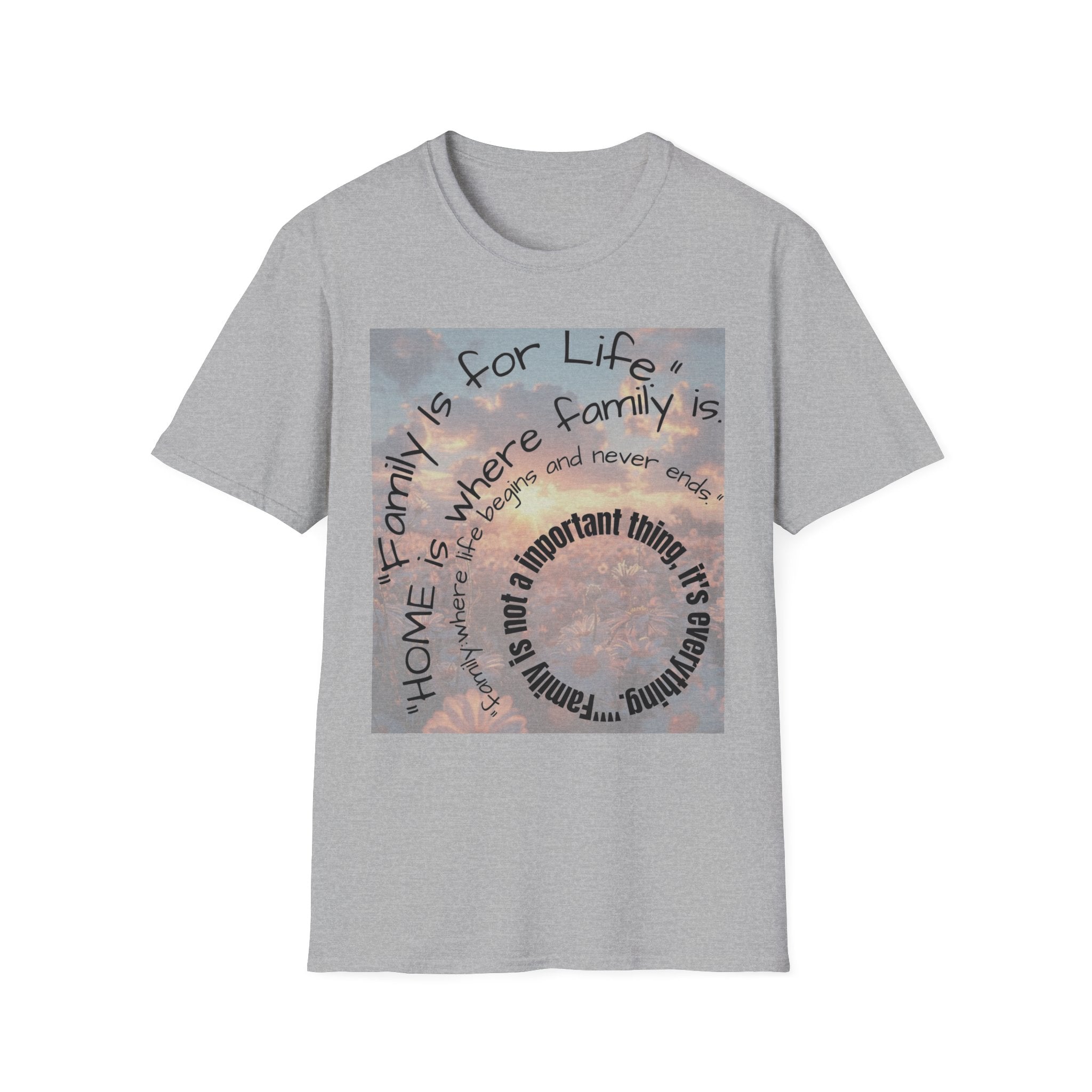 Gray t-shirt with motivational quote design on a white background